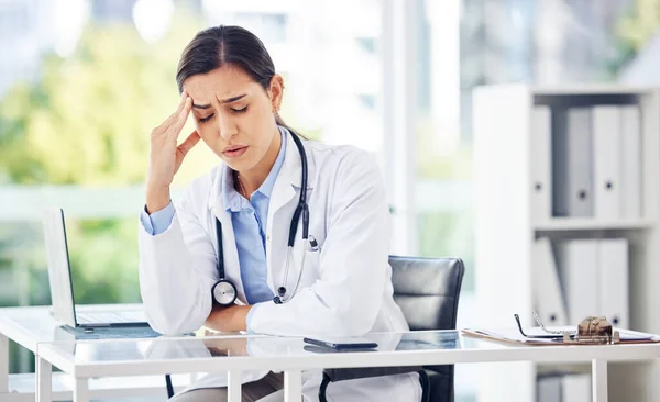Feeling Bit Gloomy Day Young Doctor Looking Stressed Out While — Stock Photo, Image