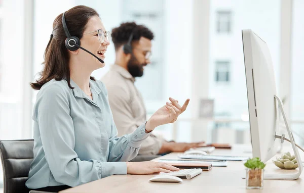 Call Center Entre Contato Conosco Mulher Telefonema Negócio Para Atendimento — Fotografia de Stock