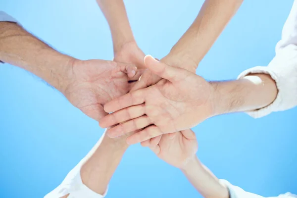 Make Best Team Mixed Aged Group Stacking Hands Top Each — Stock Photo, Image