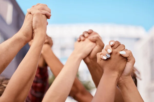 Diversidade Colaboração Comunitária Dar Mãos Forte Juntos Marcha Empoderamento Racial — Fotografia de Stock