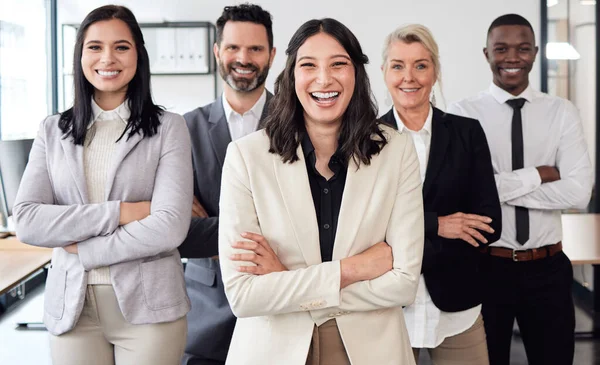 Líder Melhor Equipa Grupo Empresários Que Trabalham Num Escritório — Fotografia de Stock
