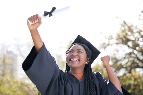 Siempre Supe Que Podía Hacerlo Una Joven Animando Día Graduación — Foto de Stock