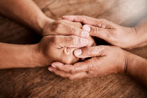 Too Broke Fix Unrecognizable Senior Couple Holding Hands Comforting One — Stock Photo, Image