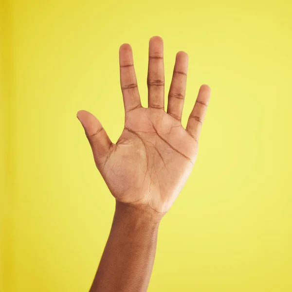 Hello Can You See Studio Shot Unrecognisable Man Waving Yellow — Stock Photo, Image