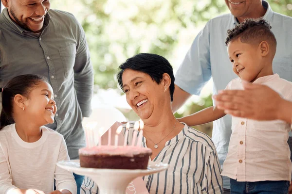 Theyve Made Day Special Mature Woman Celebrating Her Birthday Family — Stock Photo, Image