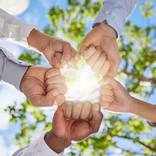 Spell Success Shot Group Unrecognizable Businesspeople Joining Hands Together Unity — Stock Photo, Image