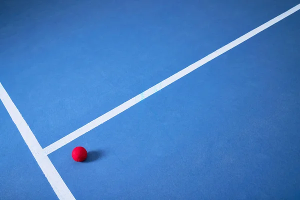 Ball Your Court One Red Tennis Ball Lying Blue Tennis — Stock Photo, Image