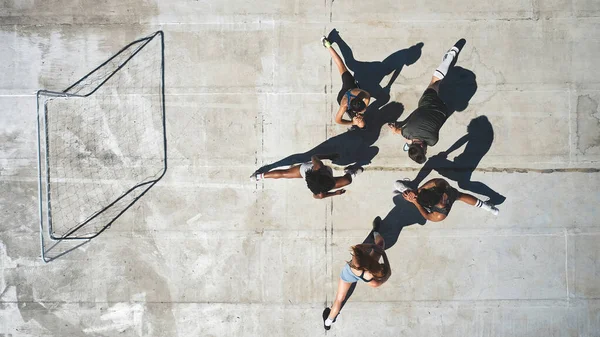 Sports Soccer Fitness Team Stretching Exercise Prepare Game Run Competition — Stock Photo, Image