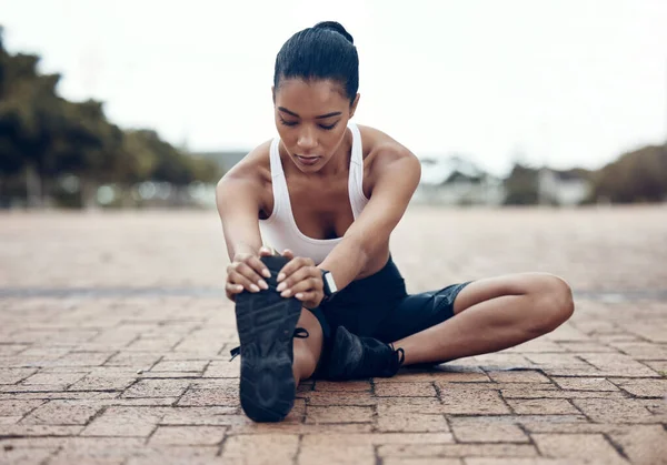Фізичність Спорт Жінка Розтягують Ноги Теплі Щоб Почати Тренування Фізичні — стокове фото