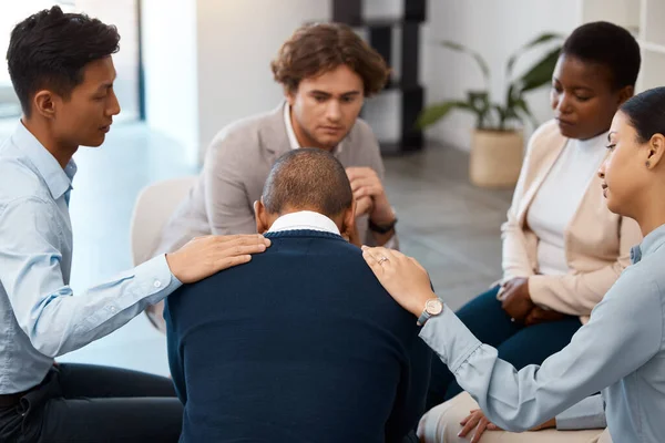 Unterstützung Hilfe Und Psychische Gesundheit Menschen Therapiegesprächen Bei Angststörungen Stress — Stockfoto