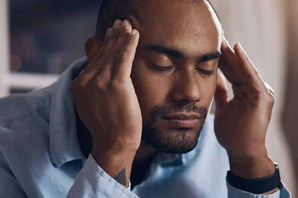 Last Thing Needed Young Businessman Experiencing Headache While Working — Stock Photo, Image