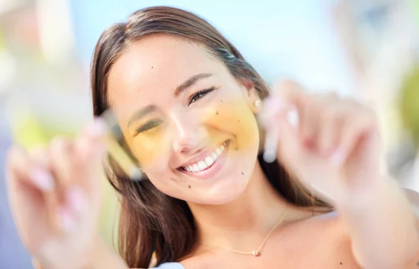 Mode Schoonheid Bril Met Een Vrouw Uit Winkelen Voor Brillen — Stockfoto