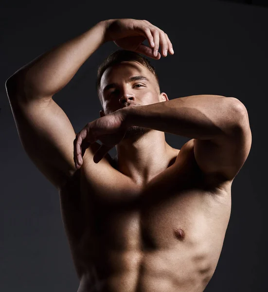 Build Body You Can Proud Muscular Young Man Posing Black — Stock Photo, Image