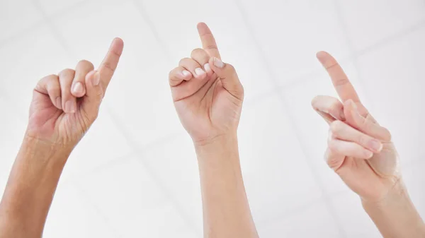 Cast Your Votes Team Group Coworkers Hands Raised — Stock Photo, Image