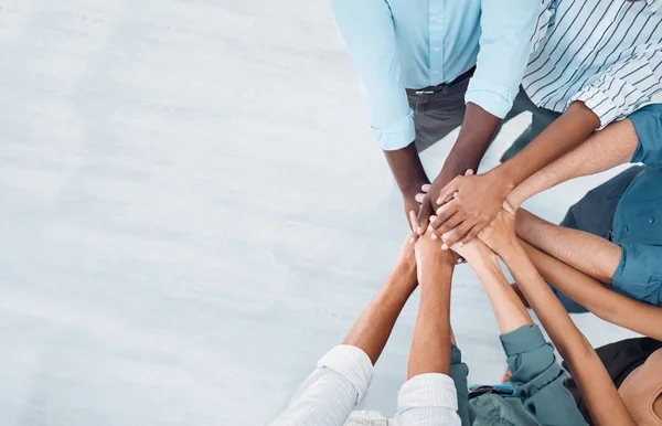 Teamwork Motivation Diversity Hands Stacked Mock Corporate Marketing Advertising Space — Stock Photo, Image