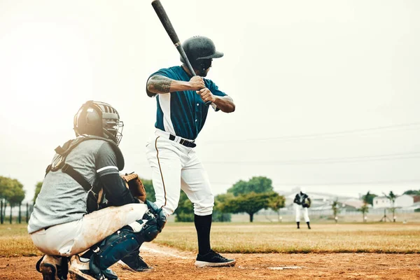 Baseball Játékos Csapatedző Játék Baseball Játékos Baseball Ütő Hogy Elérje — Stock Fotó