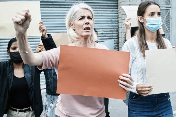 Não Serei Forçado Isto Uma Mulher Madura Protestar Contra Vacina — Fotografia de Stock