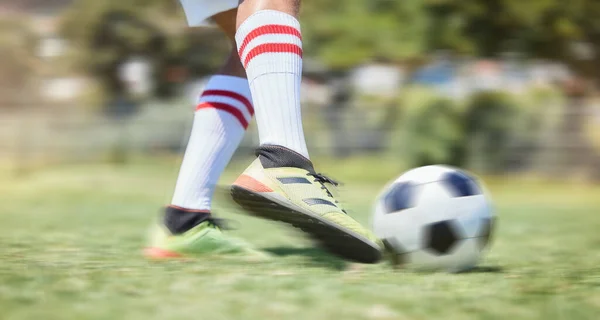 Soccer Grass Legs Kick Football Training Game Practice Workout Sports — Stock Photo, Image