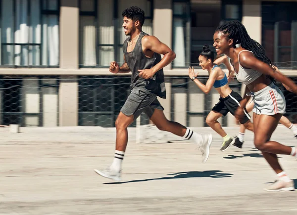 Ejercicio Diversidad Atleta Corriendo Aire Libre Para Salud Bienestar Entrenamiento —  Fotos de Stock