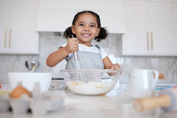 Gelukkig Meisje Kinderen Bakken Keuken Huis Huis Voor Kindertijd Plezier — Stockfoto