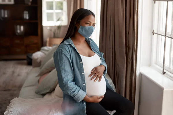 Gravidez Tem Sido Uma Experiência Desafiadora Através Pandemia Uma Mulher — Fotografia de Stock
