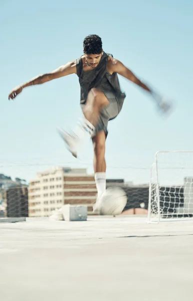 Soccer Motion Man Athlete Fitness Exercise Practice Training Game Outdoor — Stock Photo, Image