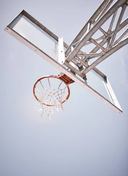 Basketball Sports Net Hoop Court Cloudy Day Training Exercise Fitness — Stock Photo, Image