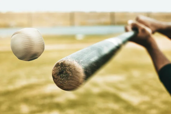 Baseball Prędkość Gra Akcji Bat Boisku Sportowcem Gra Konkurencyjnych Meczu — Zdjęcie stockowe