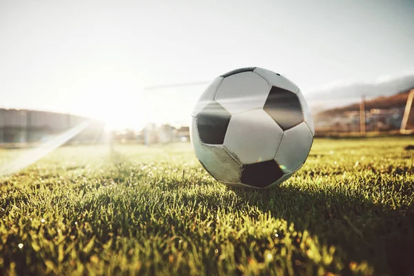 Soccer Sports Ball Field Game Sunshine Green Grass Tournament Match — Stock Photo, Image