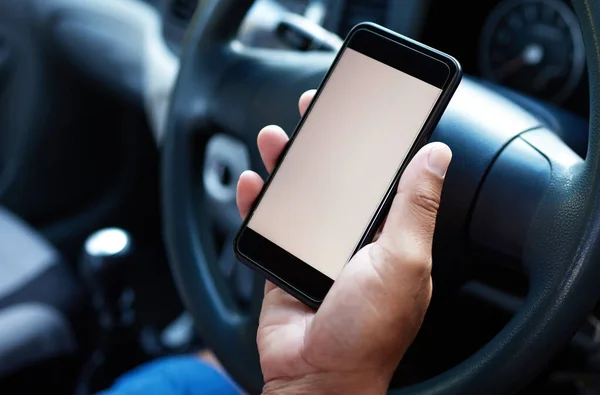 Niezwykle Niebezpiecznie Jest Pisać Prowadzić Ktoś Siedzi Samochodzie Używając Telefonu — Zdjęcie stockowe