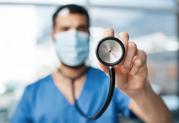 Det Viktig Verktøy Helsepersonell Kloakkbilde Praktiserende Lege Med Stetoskop – stockfoto