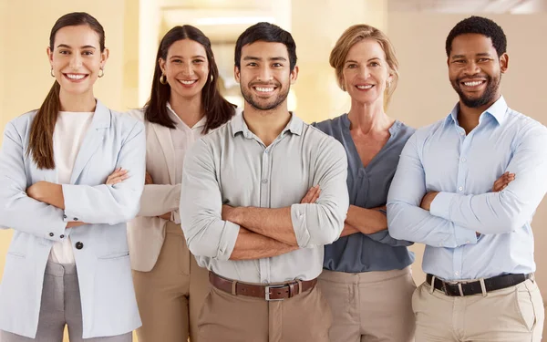 Que Podemos Lograr Juntos Magnífico Retrato Grupo Diverso Empresarios Pie — Foto de Stock