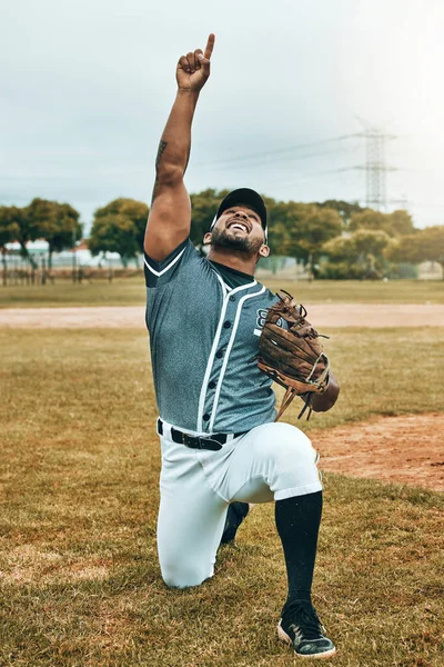 Baseball Giocatore Baseball Celebrazione Vincitore Successo Nella Partita Partita Competizione — Foto Stock