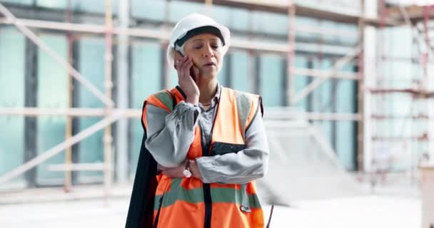 Телефонный Звонок Логистика Коммуникация Женщинами Архитекторами Создание Сетей Планирование Строительства — стоковое видео