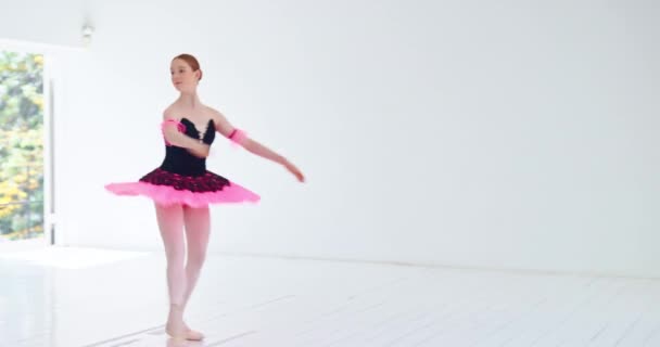 Balletto Danza Donna Allenamento Danza Esercizio Fisico Allenamento Con Talento — Video Stock