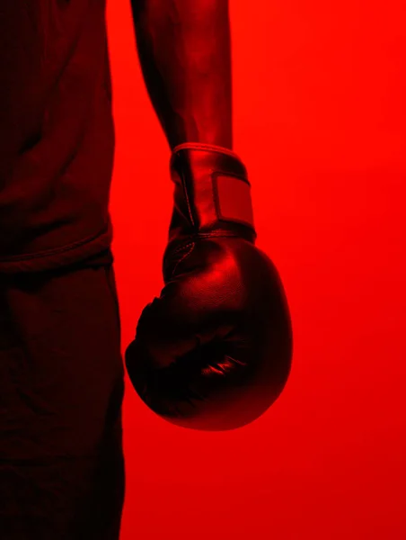 Vzpomeň Své Sny Bojuj Červeně Filtrovaný Záběr Sportovce Boxerských Rukavicích — Stock fotografie