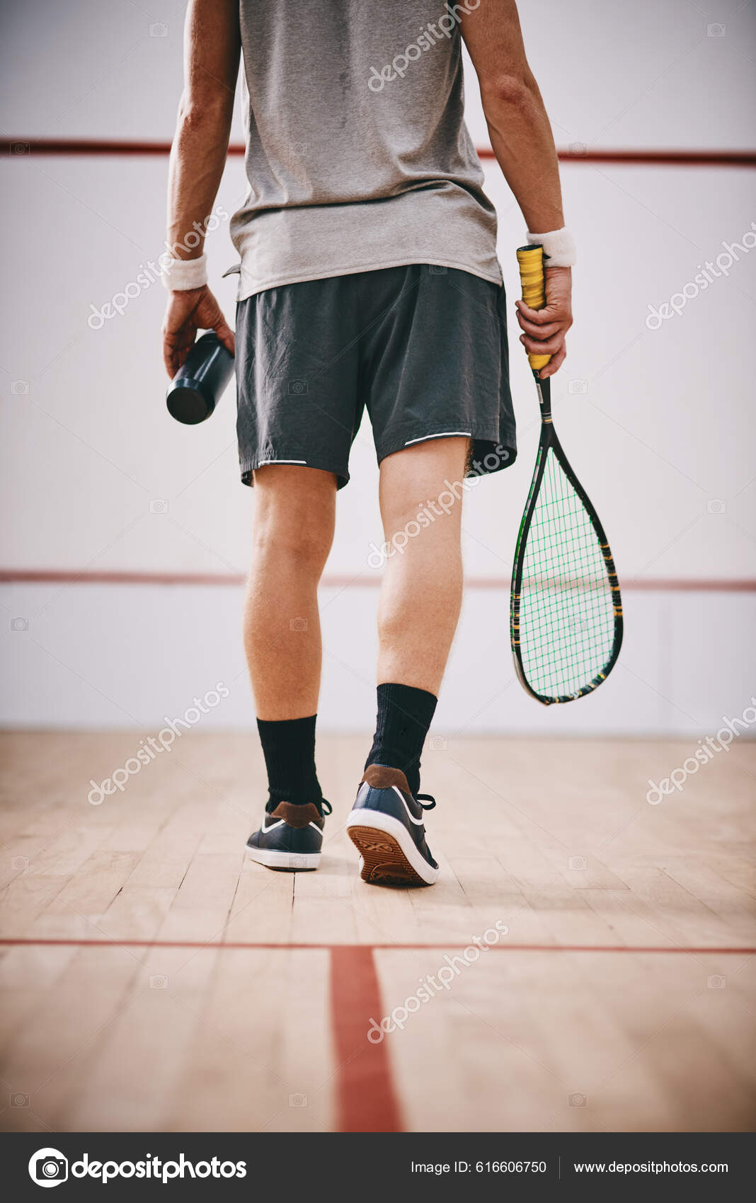 Squash League His Own Unrecognisable Man Playing Game Squash Stock
