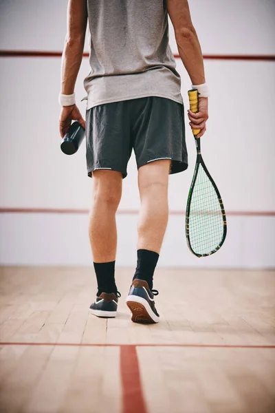 Kendi Squash Liginde Squash Oynayan Tanınmayan Bir Adam — Stok fotoğraf