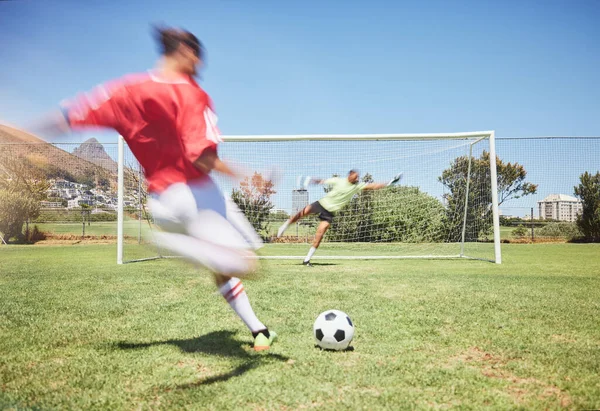 Football Goals Kick Man Field Training Sports Fitness Games Competition — Stock Photo, Image