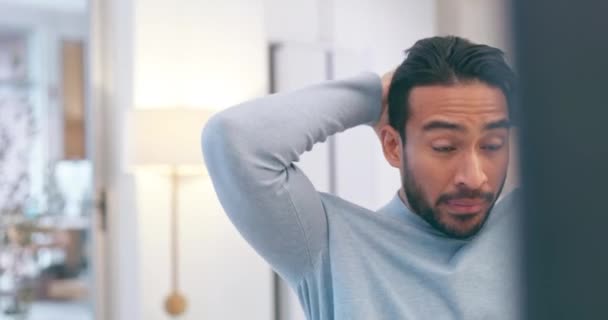 Hombre Enojado Pensando Salud Mental Sobre Estrés Financiero Sentirse Triste — Vídeos de Stock
