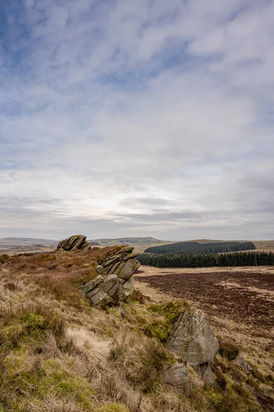 Baldstone Gib Torr Looking Roaches Ramshaw Rocks Hen Cloud Winter — Stock Photo, Image