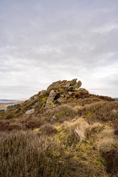 Baldstone Gib Torr Looking Roaches Ramshaw Rocks Hen Cloud Winter — Stock Photo, Image