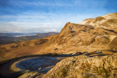 Stwlan Barajı ve Blaenau Ffestiniog yakınlarındaki Moelwyn Dağları 'nın dijital tablosu..