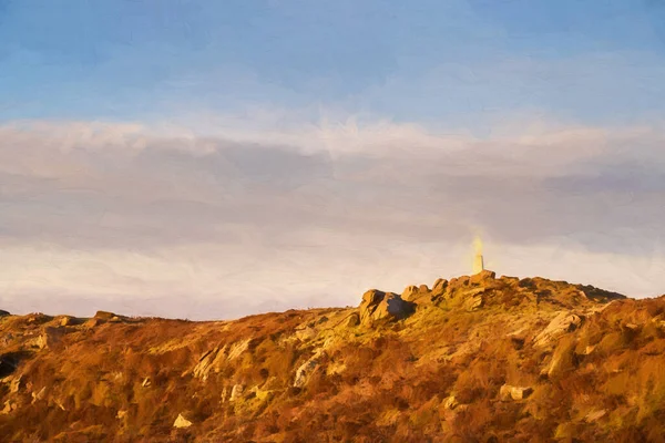 Цифровая Картина Точки Тригонометрии Вершине Тараканов Закате Стаффордшире Национальный Парк — стоковое фото