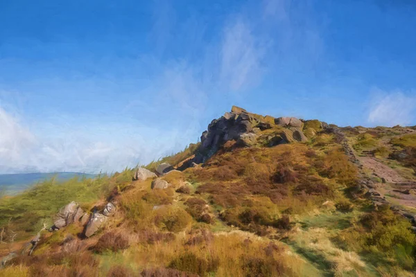 Digital Painting Roaches Staffordshire Sunrise Peak District National Park — Stock Photo, Image