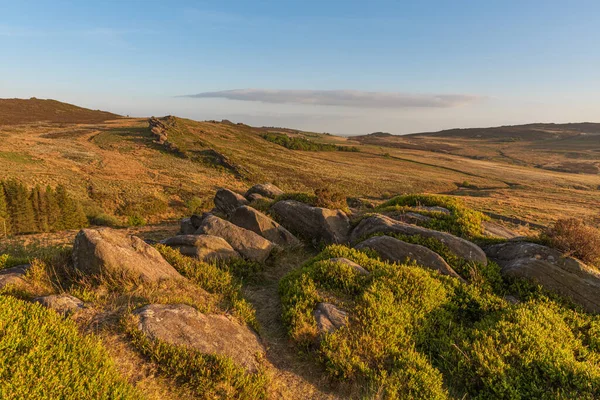 Gib Torr Looking Roaches Ranshaw Rocks Hen Cloud Sunset Peak — Stock Photo, Image