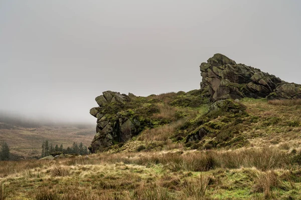 Gib Torr Looking Roaches Ranshaw Rocks Hen Cloud Winter Peak — Stock Photo, Image