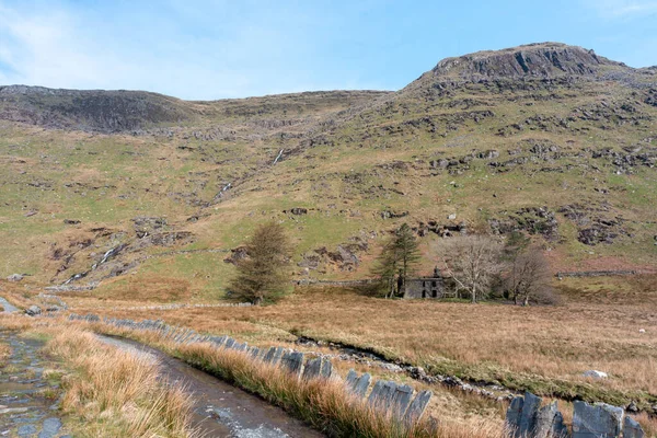 Abandoned Cwmorthin Terrace Rhosydd Slate Quarry Blaenau Ffestiniog Gwynedd País — Fotografia de Stock