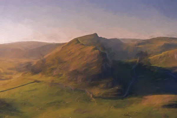 Digital Painting Sunset Parkhouse Hill Chrome Hill Hitter Hill Peak — Stock Photo, Image