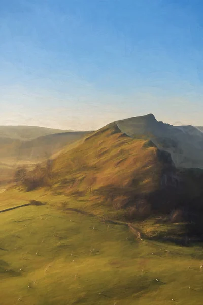 Pintura Digital Una Puesta Sol Parkhouse Hill Chrome Hill Desde — Foto de Stock